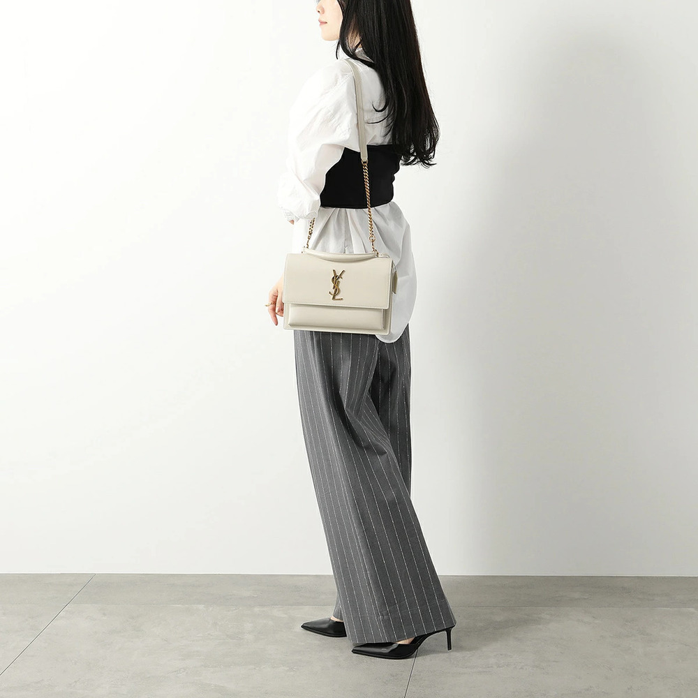 SAINT LAURENT Sunset Shoulder Bag Leather Cassandra Handbag